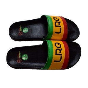 Lifted Research Group LRG Mens Rasta Stipe Black Slides Sandals Shoes New 13